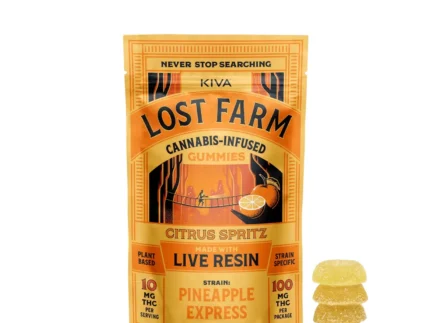 Kiva Confections Lost Farm Citrus Spritz Pineapple Express Live Resin Gummies – 10 Pack